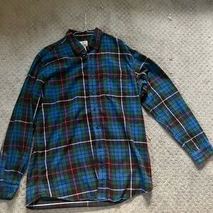 LL Bean Plaid Flannel Shirt Men’s Large Tall Slightly fitted 298168